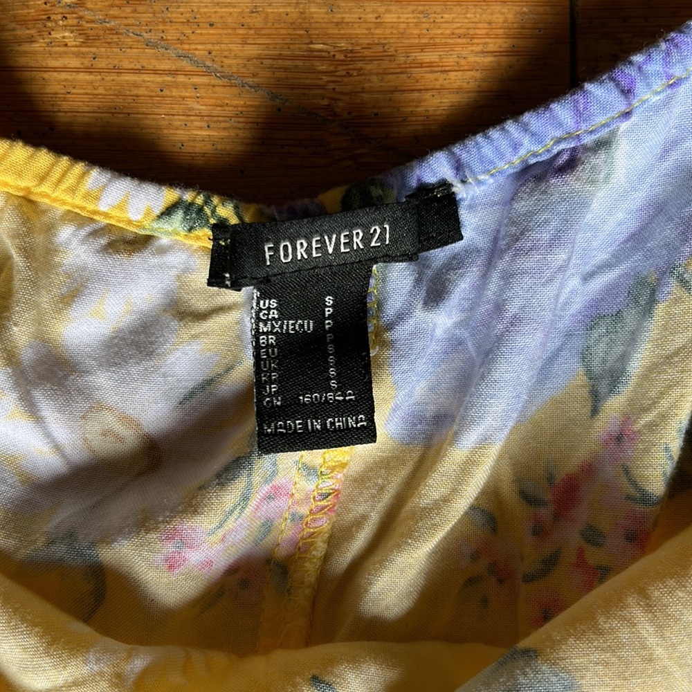 Yellow Floral Mini Dress - Forever 21 S - Picture 6 of 7